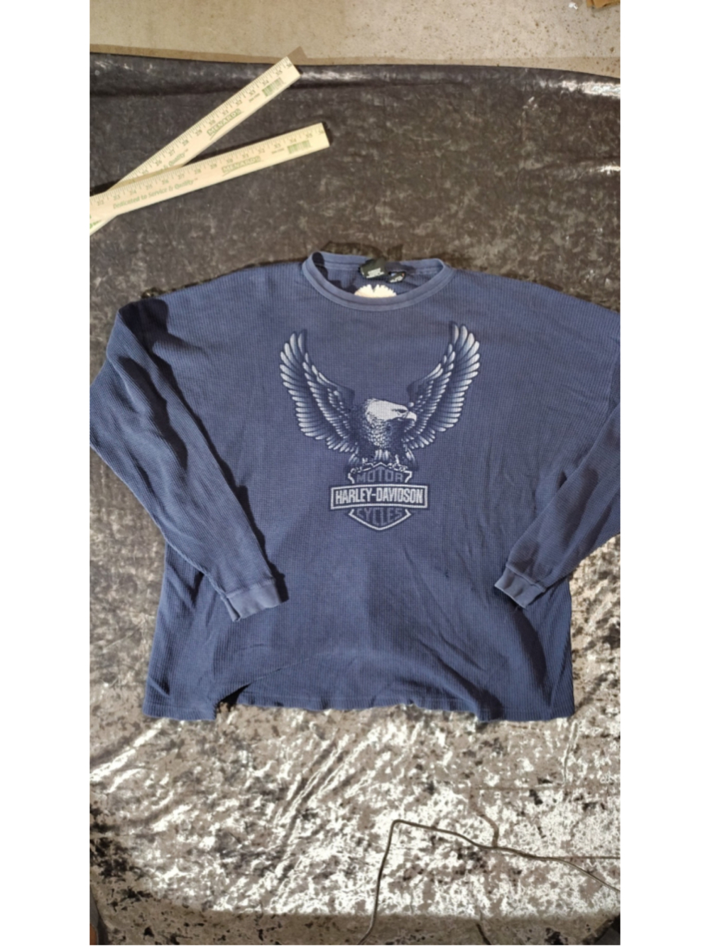 Men's Harley-Davidson Long Sleeve Waffle Knit Tee, XL, Blue/Grey